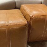 Brown Leather Poufs